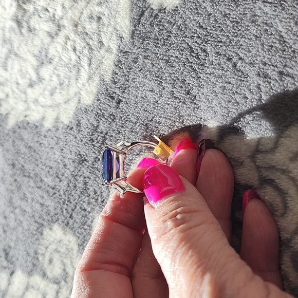 Sterling silver and blue sapphires, sz 8 - Picture 5 of 6